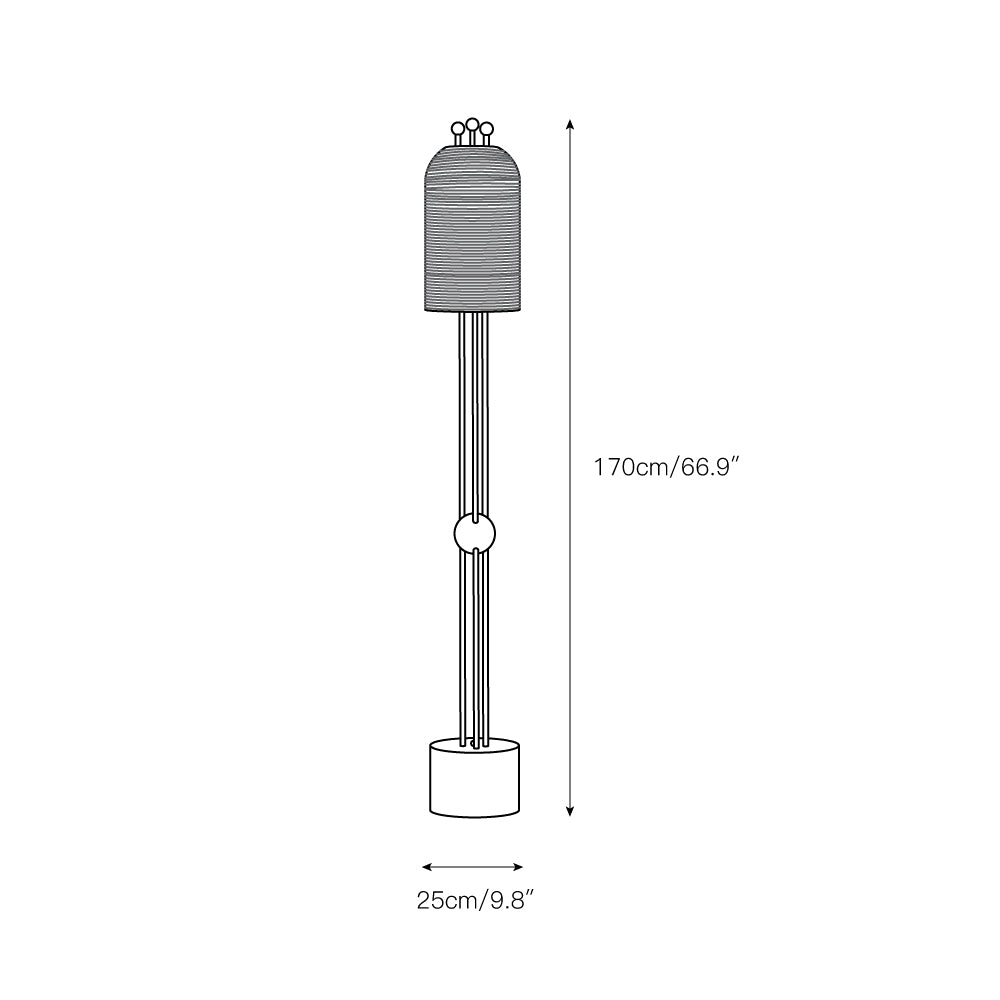 Lantern Glass Floor Lamp - Fluted Glass & Spherical Iron Column Floor Lamp