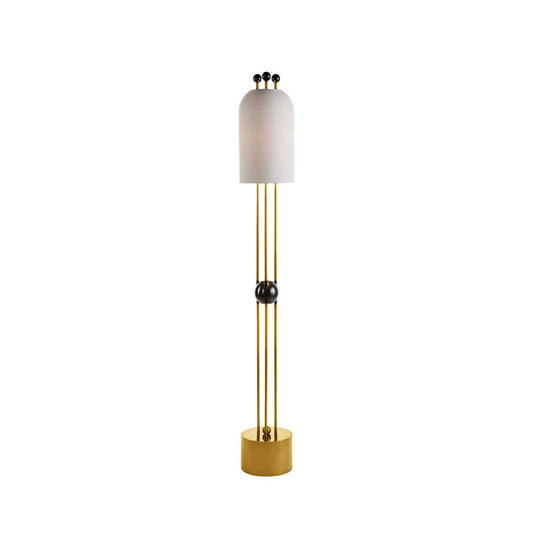 Lantern Glass Floor Lamp - Fluted Glass & Spherical Iron Column Floor Lamp