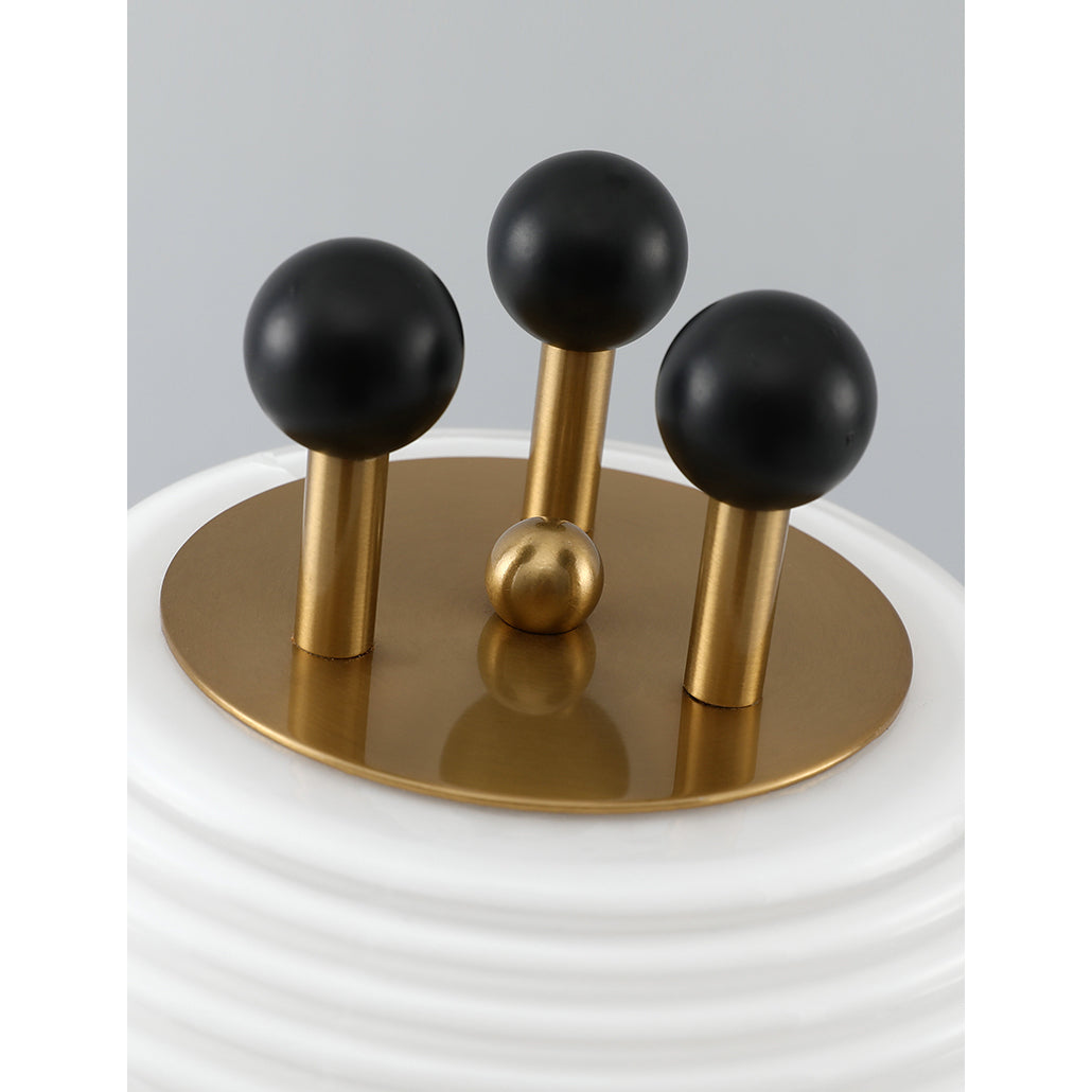 Lantern Glass Floor Lamp - Fluted Glass & Spherical Iron Column Floor Lamp