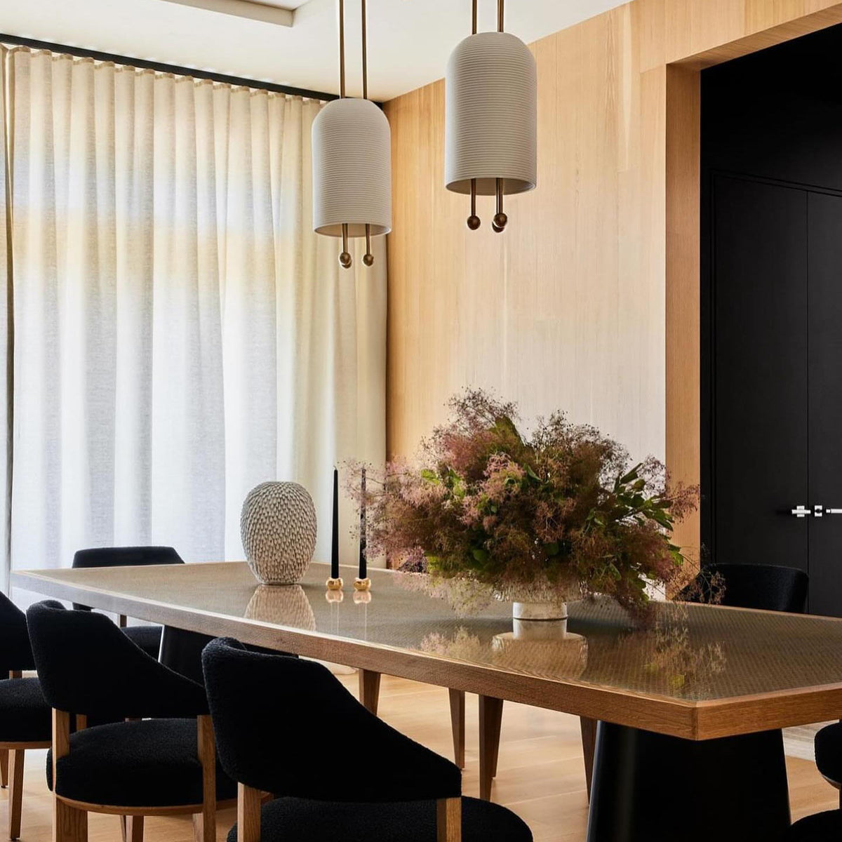 Lantern Glass Pendant Lamp - Fluted Glass & Spherical Iron Suspension Light