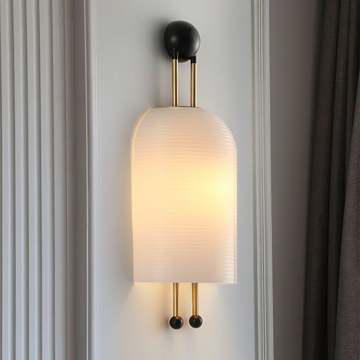 Lantern Glass Sconce - Fluted Glass & Spherical Iron Wall Sconce
