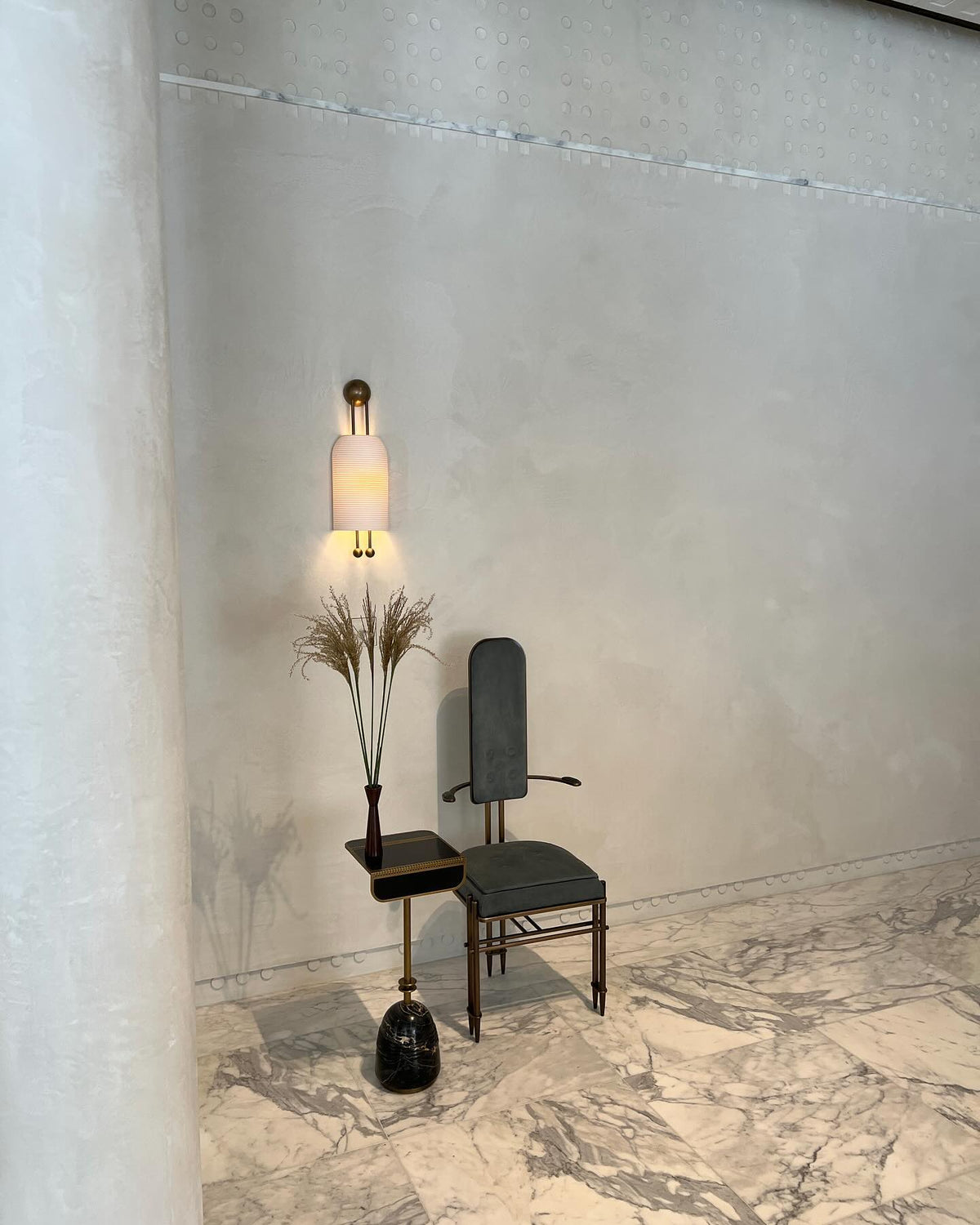 Lantern Glass Sconce - Fluted Glass & Spherical Iron Wall Sconce