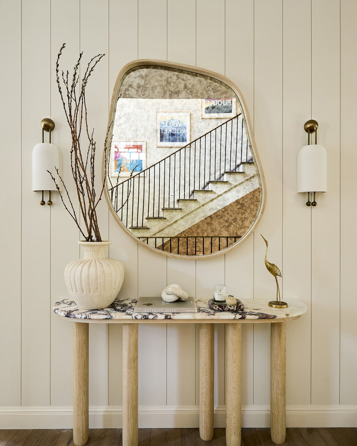 Lantern Glass Sconce - Fluted Glass & Spherical Iron Wall Sconce