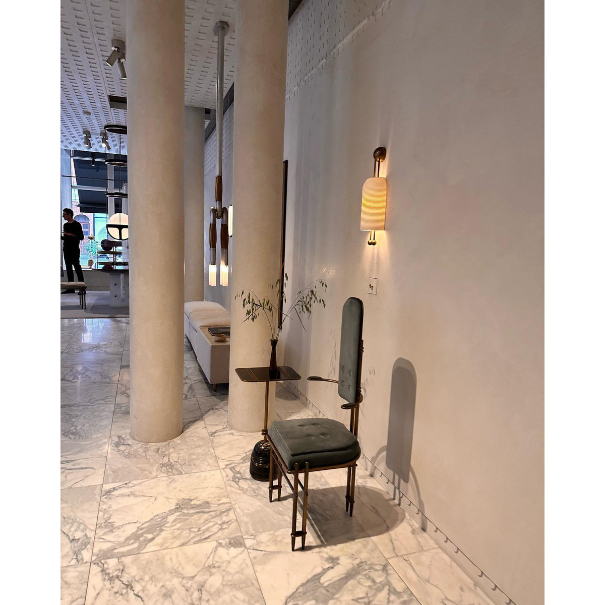 Lantern Glass Sconce - Fluted Glass & Spherical Iron Wall Sconce