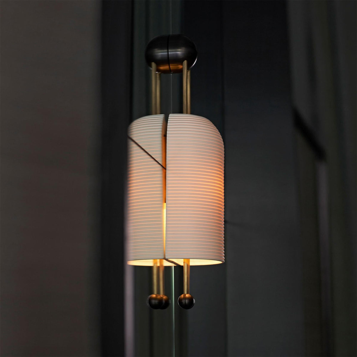 Lantern Glass Sconce - Fluted Glass & Spherical Iron Wall Sconce