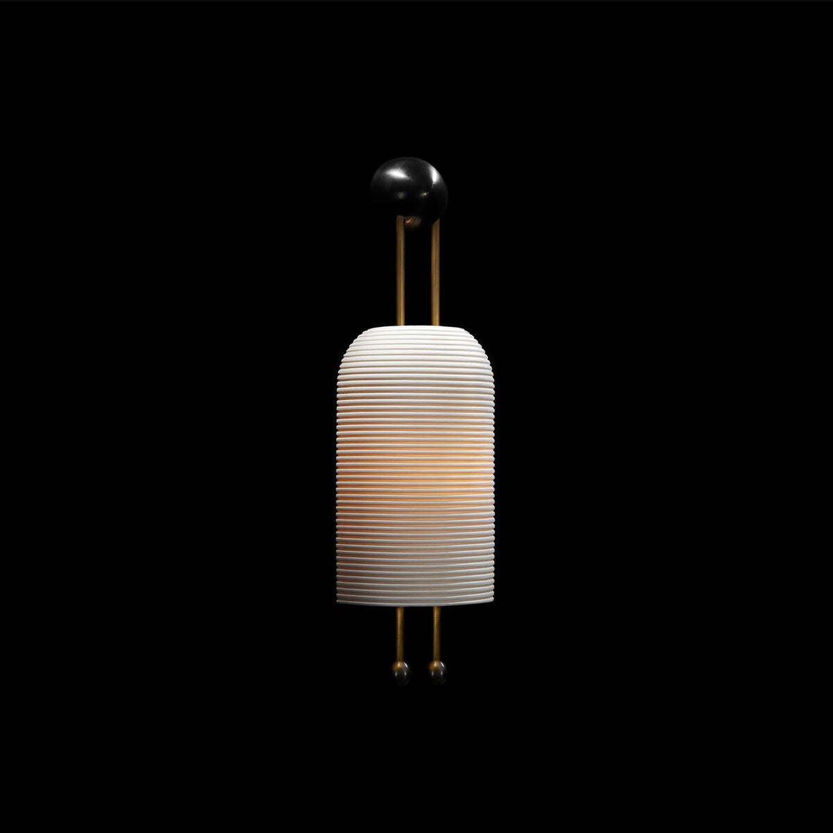 Lantern Glass Sconce - Fluted Glass & Spherical Iron Wall Sconce