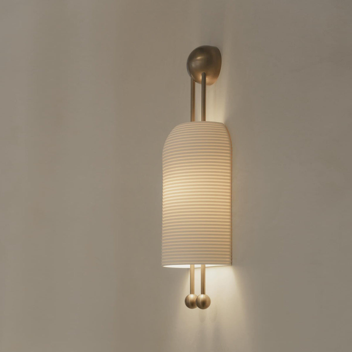 Lantern Glass Sconce - Fluted Glass & Spherical Iron Wall Sconce