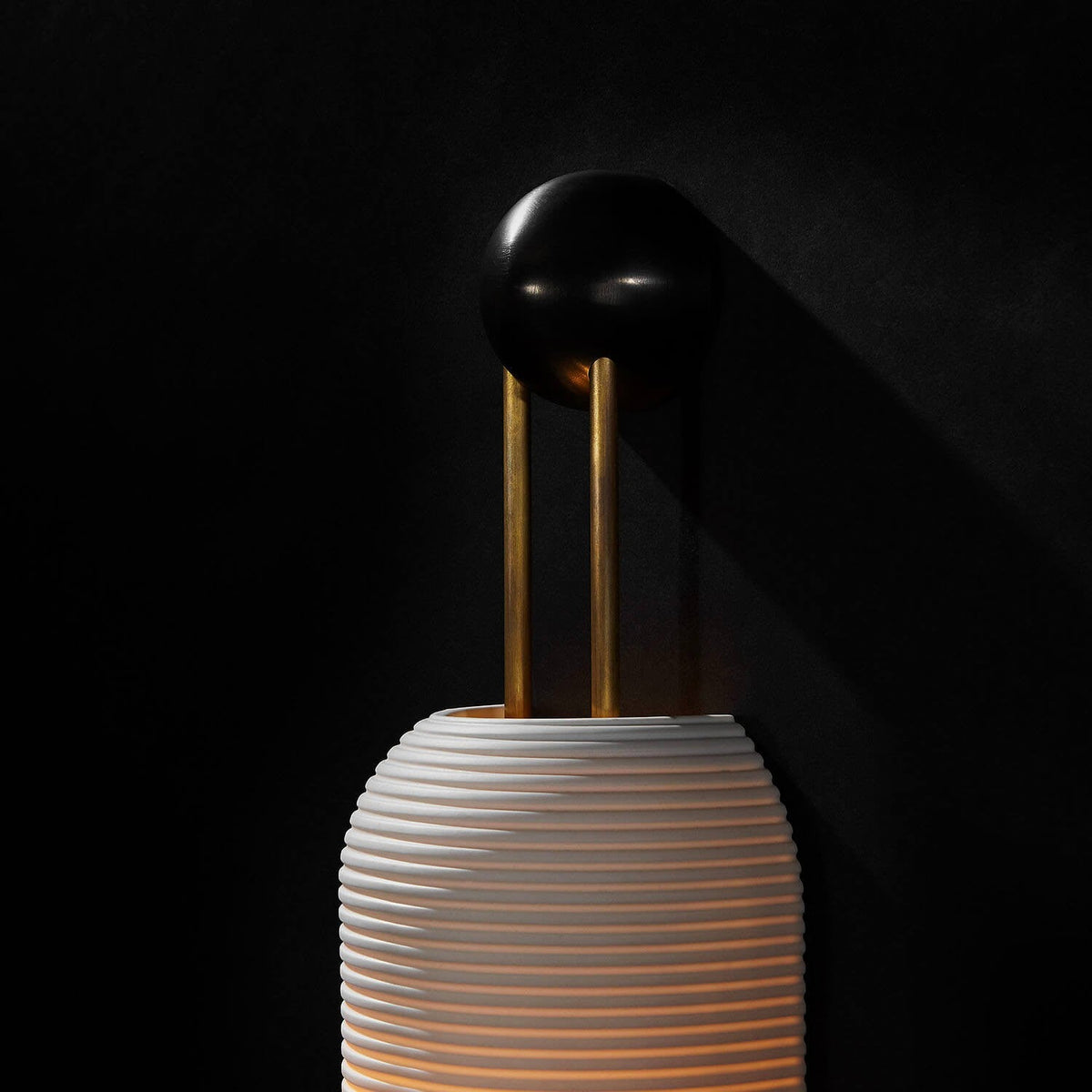 Lantern Glass Sconce - Fluted Glass & Spherical Iron Wall Sconce