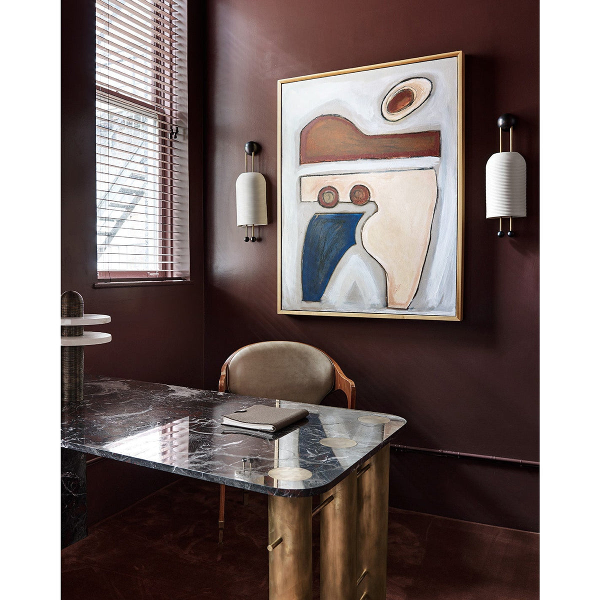Lantern Glass Sconce - Fluted Glass & Spherical Iron Wall Sconce