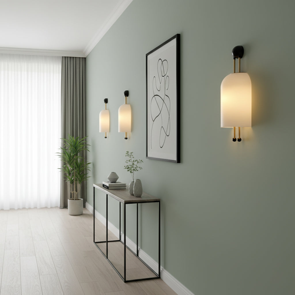Lantern Glass Sconce - Fluted Glass & Spherical Iron Wall Sconce