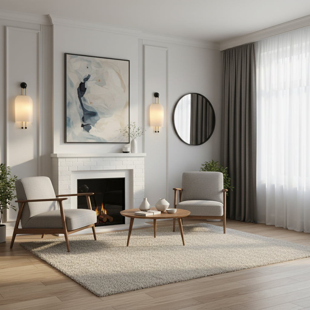 Lantern Glass Sconce - Fluted Glass & Spherical Iron Wall Sconce