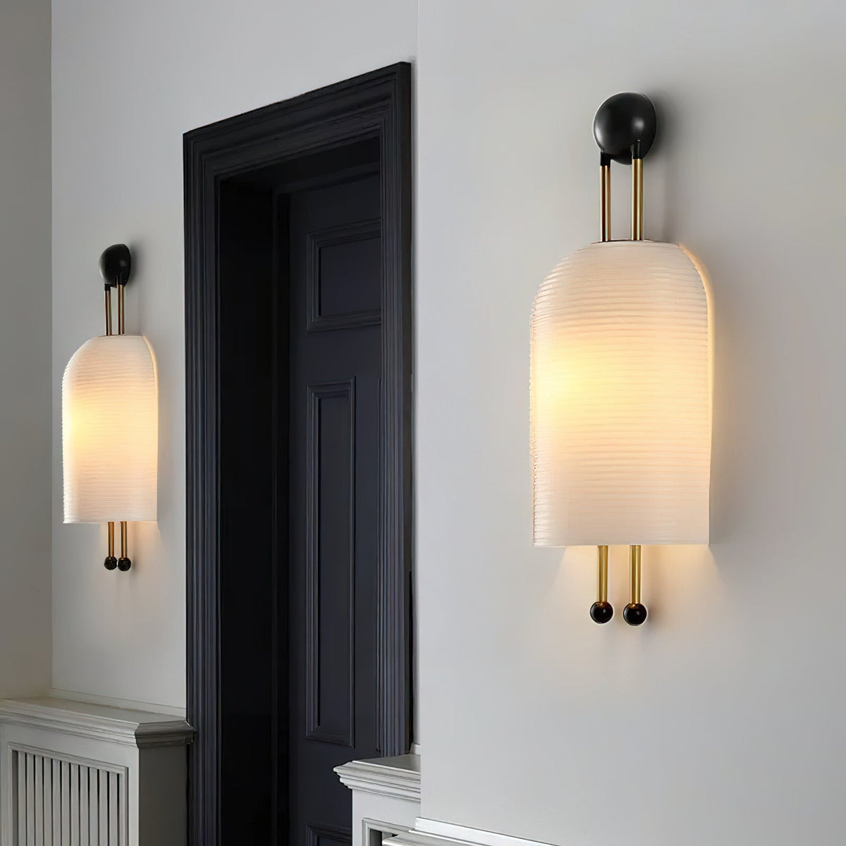 Lantern Glass Sconce - Fluted Glass & Spherical Iron Wall Sconce