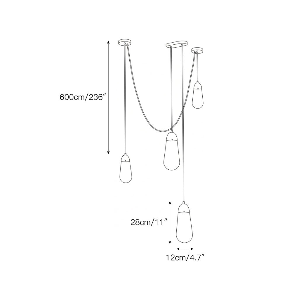 Lariat Pendant Lamp - Jewelry-Inspired Brass & Molded Glass Multi-Head Pendant