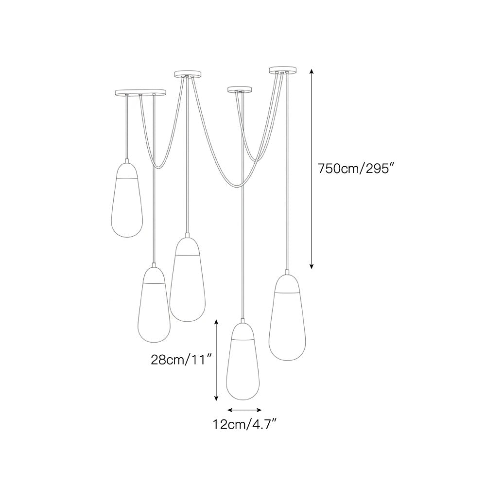 Lariat Pendant Lamp - Jewelry-Inspired Brass & Molded Glass Multi-Head Pendant