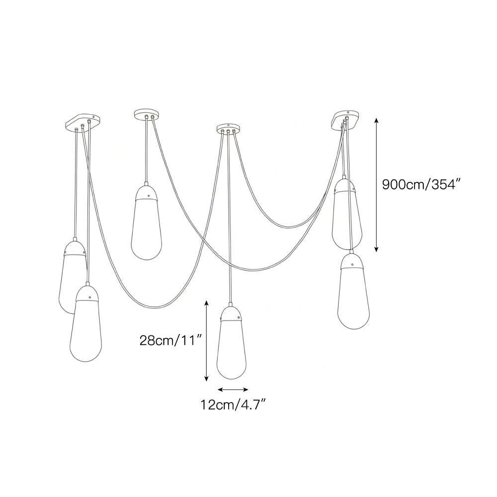 Lariat Pendant Lamp - Jewelry-Inspired Brass & Molded Glass Multi-Head Pendant