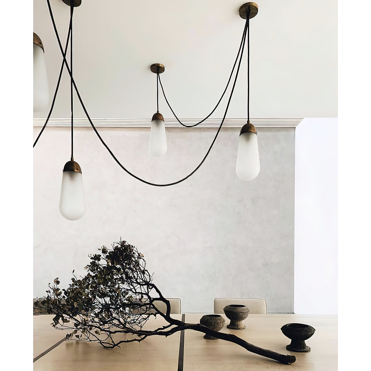 Lariat Pendant Lamp - Jewelry-Inspired Brass & Molded Glass Multi-Head Pendant