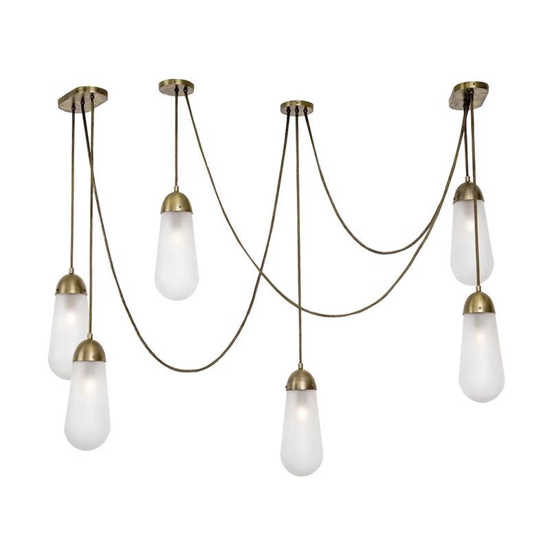 Lariat Pendant Lamp - Jewelry-Inspired Brass & Molded Glass Multi-Head Pendant