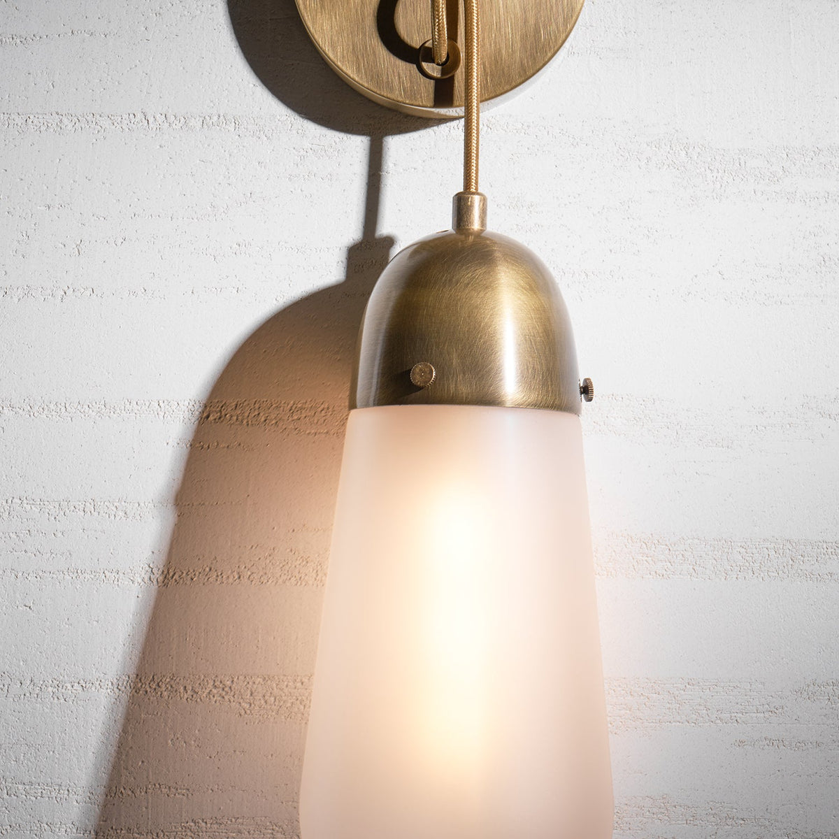 Lariat Wall Lamp - Refined Architectural Brass & Glass Shade Sconce
