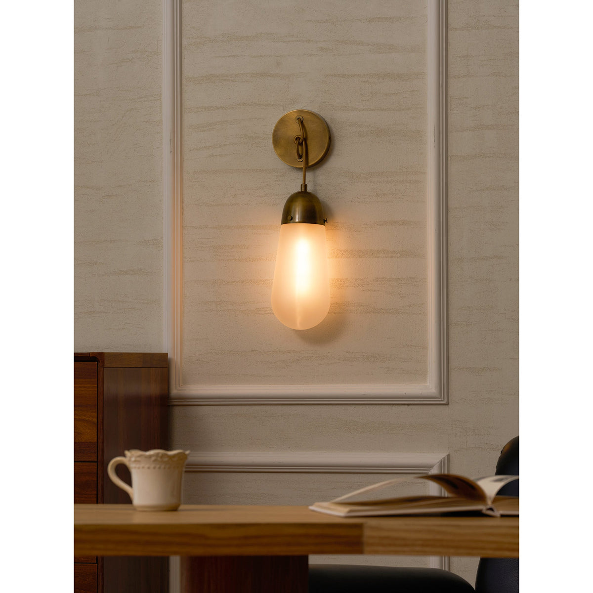 Lariat Wall Lamp - Refined Architectural Brass & Glass Shade Sconce