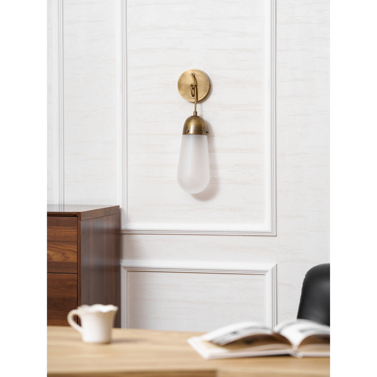 Lariat Wall Lamp - Refined Architectural Brass & Glass Shade Sconce