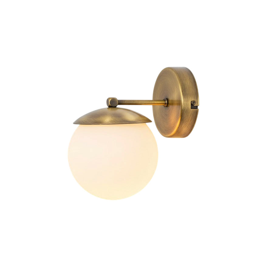 Lark Julep Wall Lamp - Architectural Brass & Opal Glass Sphere Wall Sconce