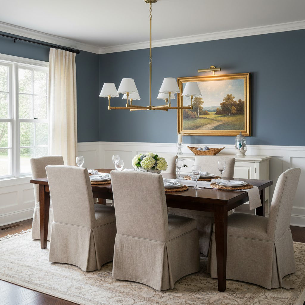 Larkspur Chandelier - Hand-Wrapped Rattan & Warm Architectural Brass Chandelier