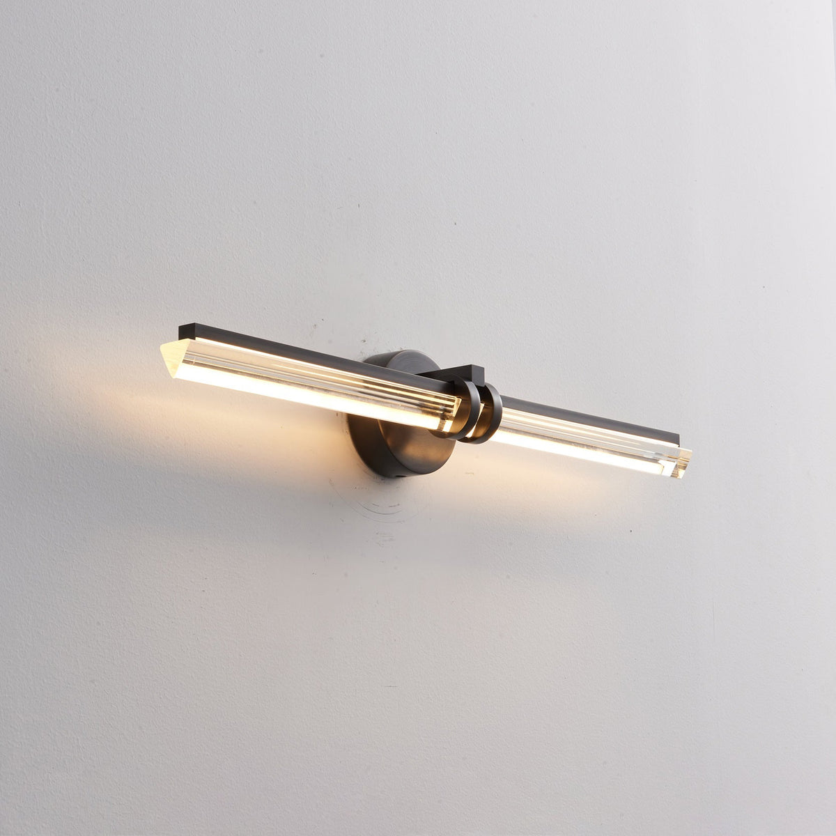 Leigh Mirror Vanity Wall Lamp - Linear Architectural Brass & Glass LED Sconce