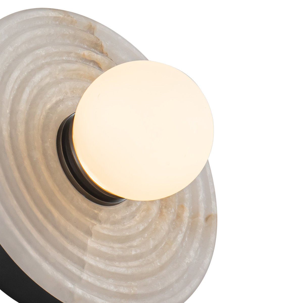 Leigha Alabaster Wall Lamp - Carved Natural Alabaster & Glass Globe Sconce