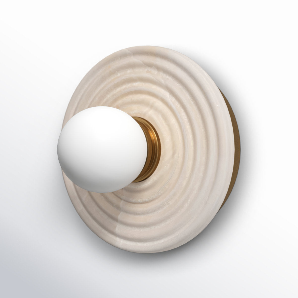 Leigha Alabaster Wall Lamp - Carved Natural Alabaster & Glass Globe Sconce