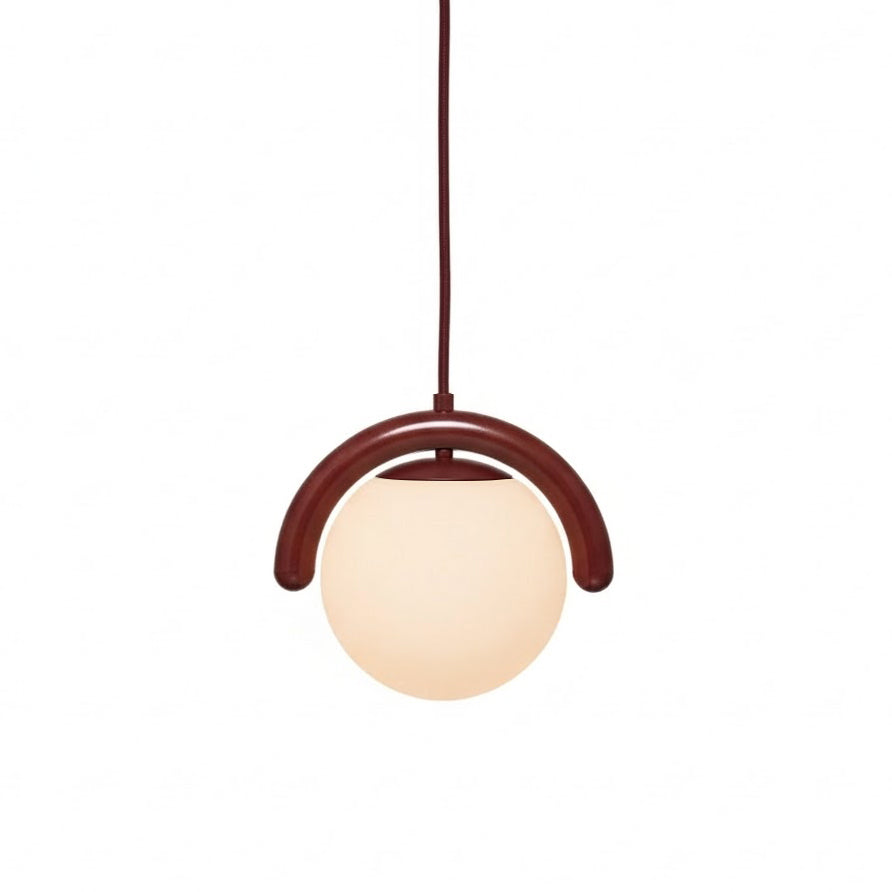Lenox Linear Ball Pendant Lamp - Curved Brass Tube & Glass Globe Linear Pendant
