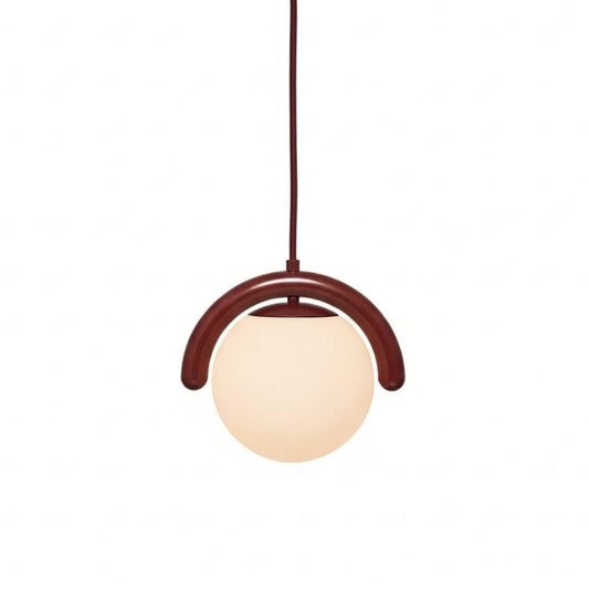 Lenox Linear Ball Pendant Lamp - Curved Brass Tube & Glass Globe Linear Pendant