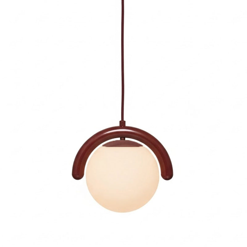 Lenox Linear Ball Pendant Lamp - Curved Brass Tube & Glass Globe Linear Pendant