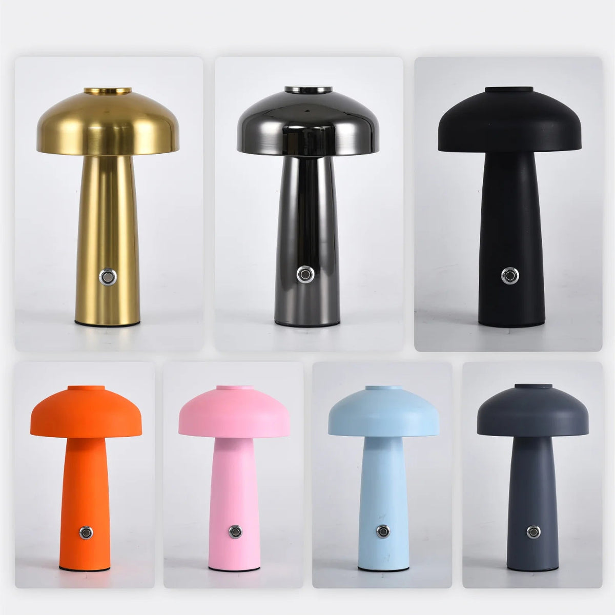 Leon Mushroom Table Lamp - Rechargeable Cordless Metal Accent Light