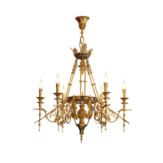 Leontine Brass Chandelier - Ornate French Provincial Solid Brass Chandelier