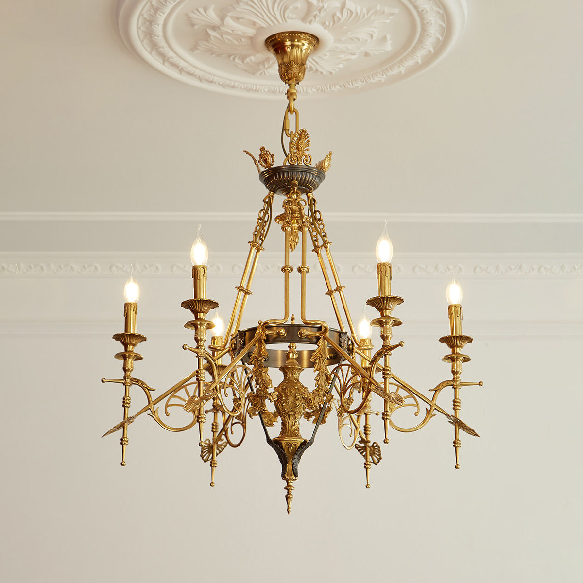 Leontine Brass Chandelier - Ornate French Provincial Solid Brass Chandelier