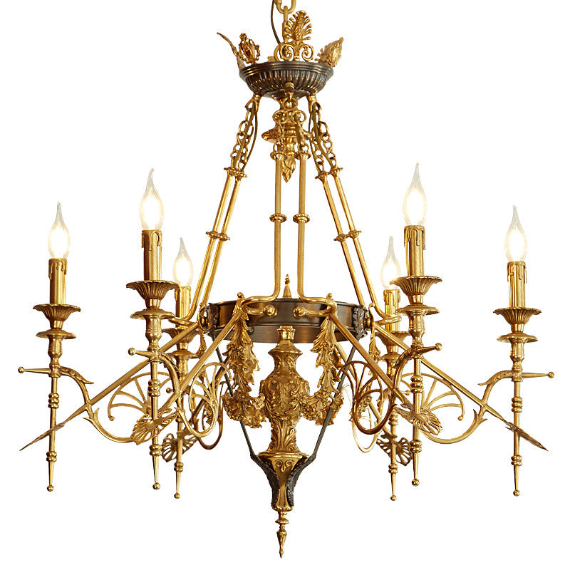 Leontine Brass Chandelier - Ornate French Provincial Solid Brass Chandelier