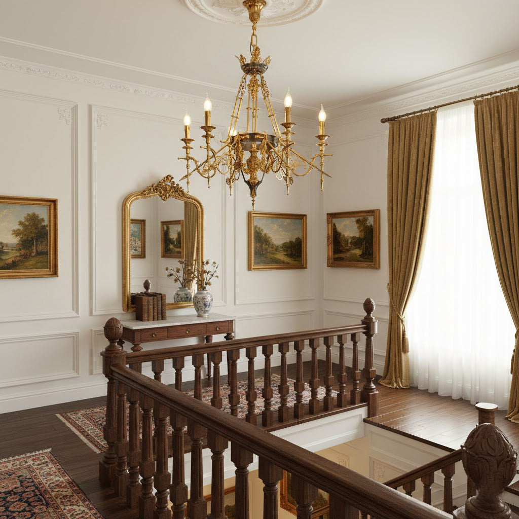 Leontine Brass Chandelier - Ornate French Provincial Solid Brass Chandelier