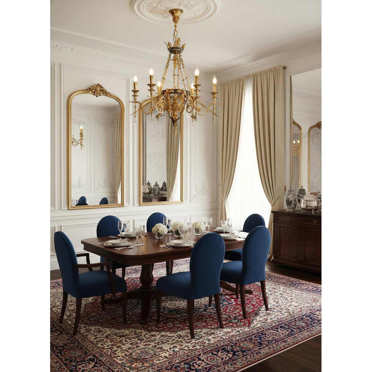 Leontine Brass Chandelier - Ornate French Provincial Solid Brass Chandelier