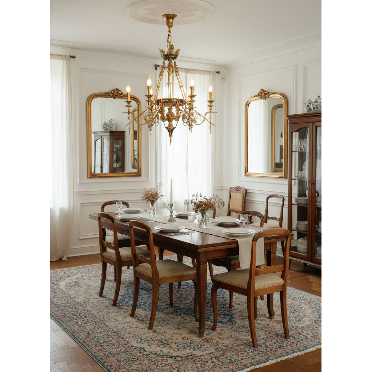 Leontine Brass Chandelier - Ornate French Provincial Solid Brass Chandelier