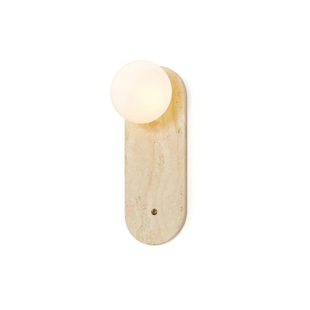 Lia Travertine Wall Lamp - Carved Beige Travertine & Opal Glass Sconce