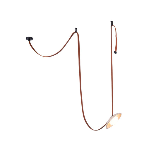 Light Rail Leather Pendant Lamp - Travertine & Stitched Leather Linear Pendant