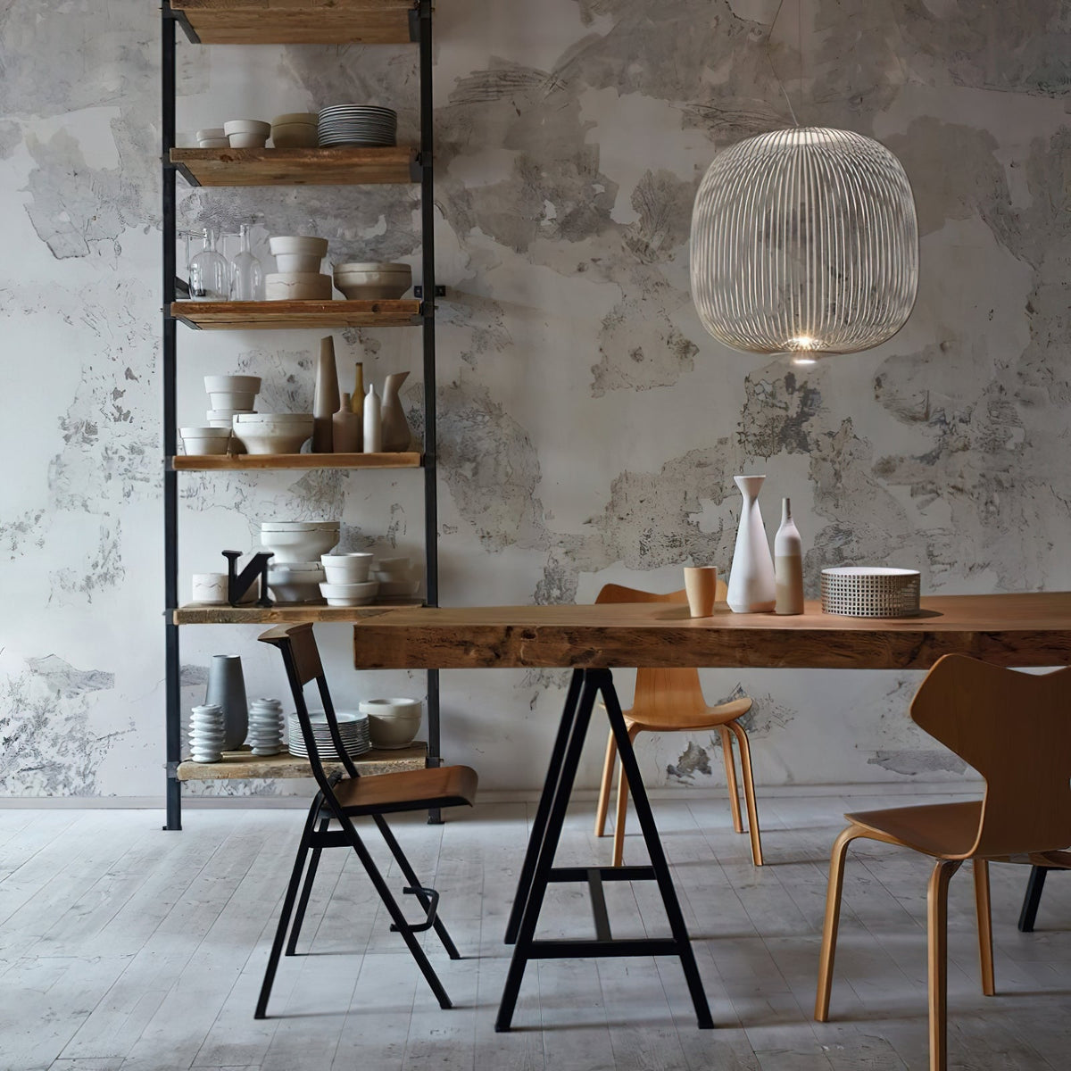 Spokes Cage Pendant Lamp - Wire Cage Geometric Overhead Light | Modern Aviary LED Pendant