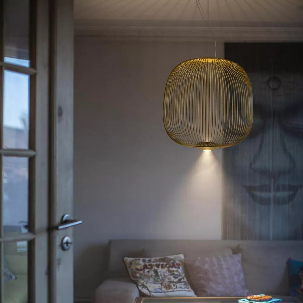 Spokes Cage Pendant Lamp - Wire Cage Geometric Overhead Light | Modern Aviary LED Pendant
