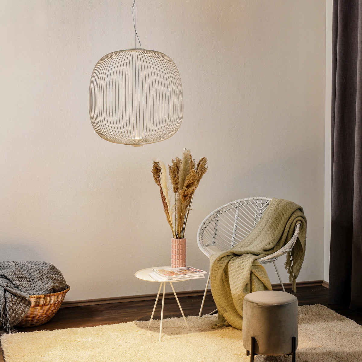 Spokes Cage Pendant Lamp - Wire Cage Geometric Overhead Light | Modern Aviary LED Pendant