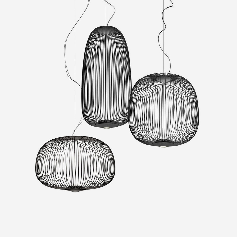 Spokes Cage Pendant Lamp - Wire Cage Geometric Overhead Light | Modern Aviary LED Pendant