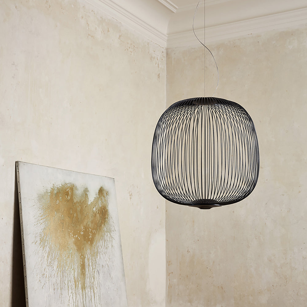 Spokes Cage Pendant Lamp - Wire Cage Geometric Overhead Light | Modern Aviary LED Pendant