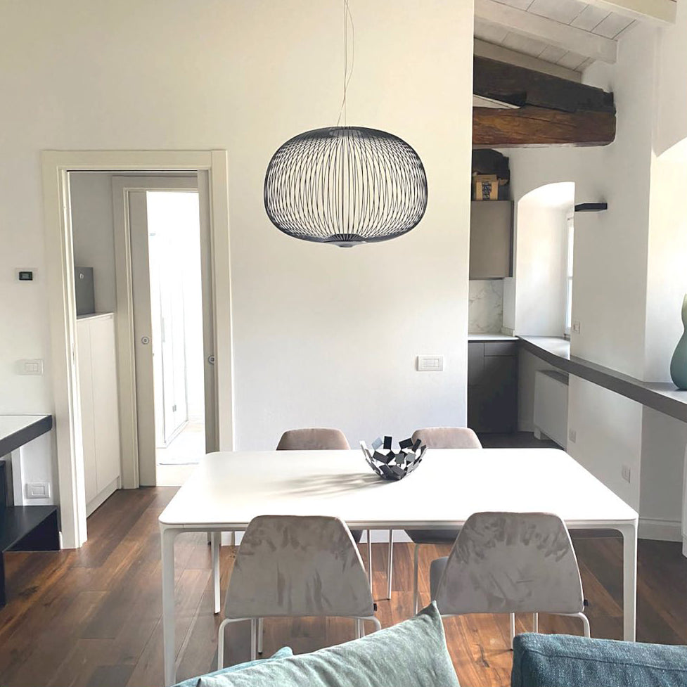 Spokes Cage Pendant Lamp - Wire Cage Geometric Overhead Light | Modern Aviary LED Pendant