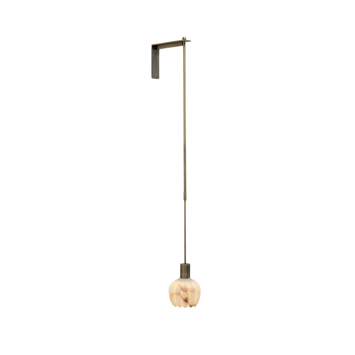 Lilin Alabaster Wall Lamp - Carved Natural Alabaster & Bronze Rod Sconce