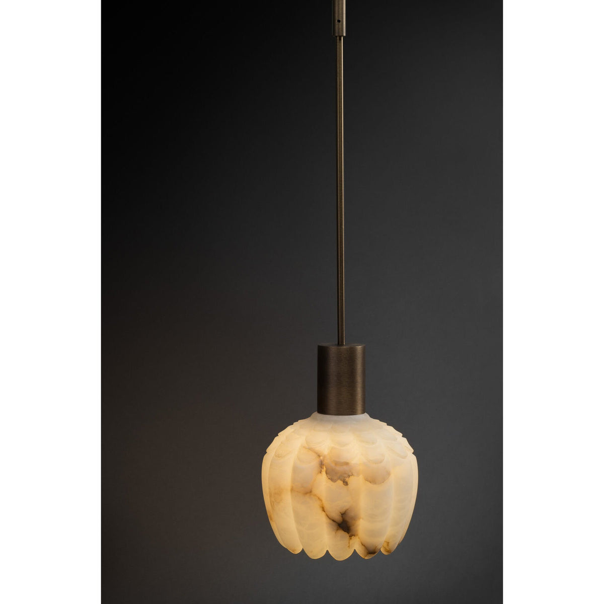 Lilin Alabaster Wall Lamp - Carved Natural Alabaster & Bronze Rod Sconce