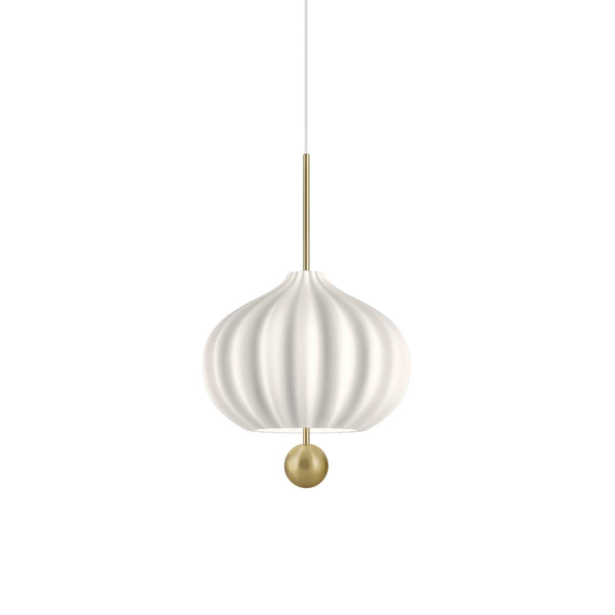 Lilli Pendant Lamp - Floral Hand-Blown Opal Glass & Brass Pendant